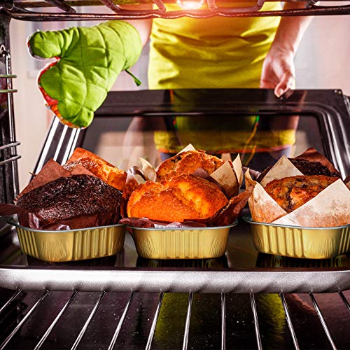 Geiserailie 40 Sets Square Aluminum Foil Cake Pan 130 Ml/ 4.4 Ounces Mini Cupcake Cup Pan With Lids Disposable Dessert Pans Flan