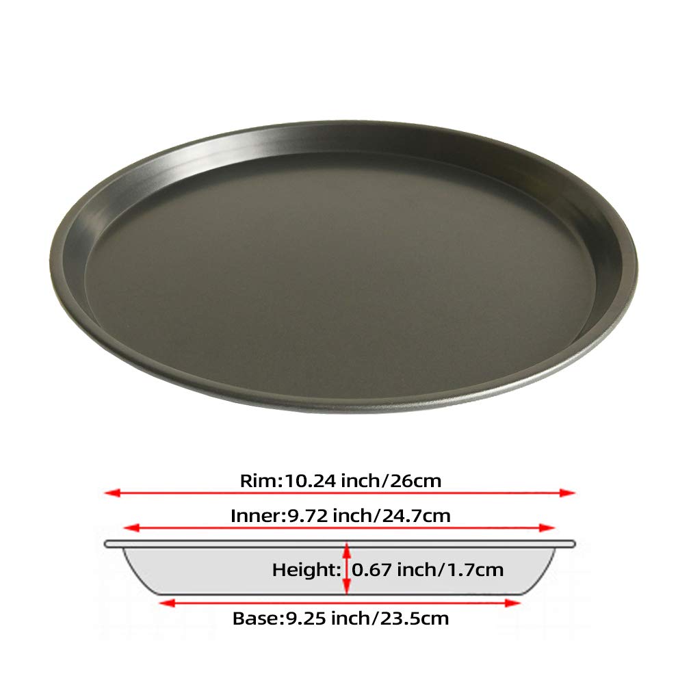 Carbon Steel Non-Stick Pizza Pan Round Deep Dish Oven Tray Homemade Pizza Baking Sheet (10 Inch)