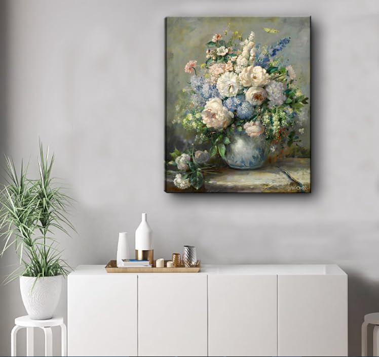 Msspart Pierre Auguste Renoir Canvas Wall Art Print - Spring Bouquet Floral Oil Painting Reproduction Classic Flowers Artwork Po
