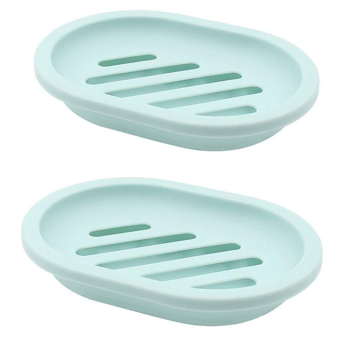 Topsky 2-Pack Soap Dish With Drain, Soap Holder, Soap Saver, Easy Cleaning, Dry, Stop Mushy Soap (Green)