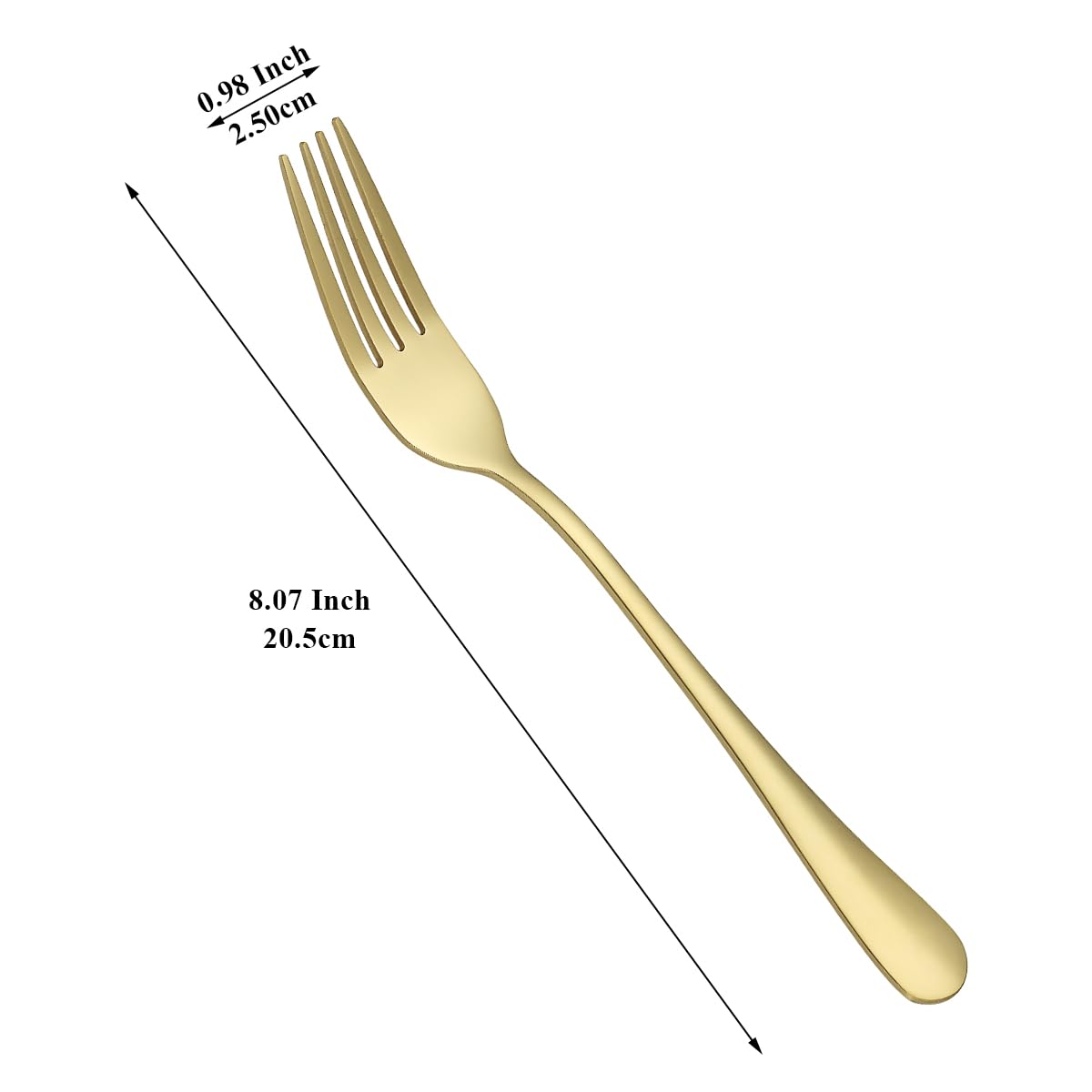 Evanda Gold Dinner Fork 12 Pieces  Gold Titanium Plating Stainless Steel 8.07inch Forks  Cake Forks  Table Forks Dessert Forks  Easy To Clean  Dishwasher Safe
