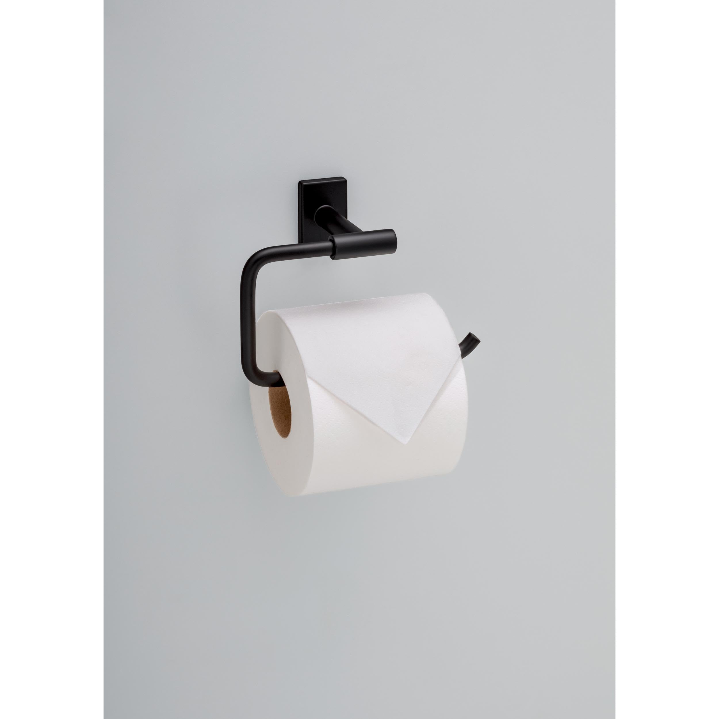 Franklin Brass Hartwell (1-Pack) Toilet Paper Holder, Euro Single Post Tissue Roll Wall Mount Tp Storage, Matte Black Bathroom D