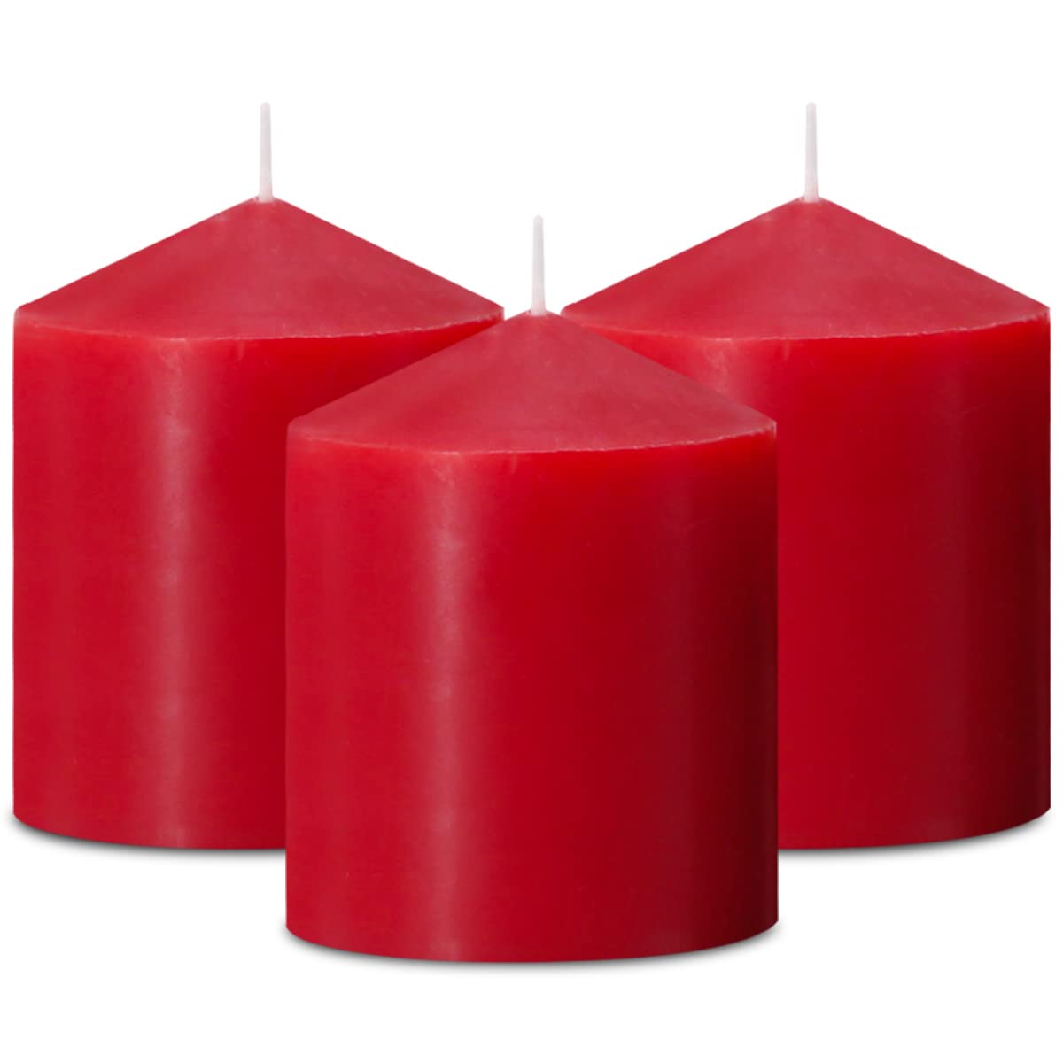 3x4 Inch Red Pillar Candles, 3 Packs Unscented Smokeless Dripless Cylinder Candles for Christmas, Wedding, Party, Home and Dinne