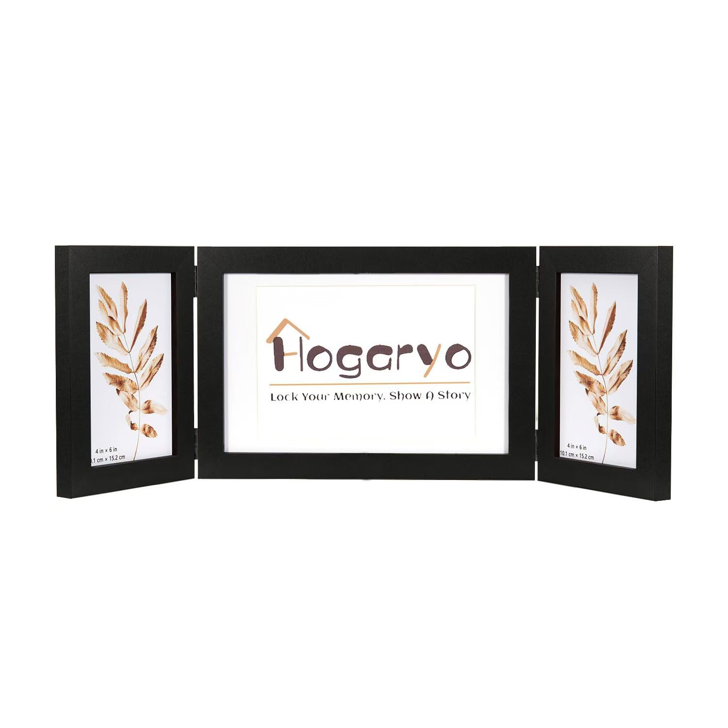 Hogaryo Black 3 Picture Frame Collage 4x6 5x7,Holds 3 Standard Photographs, Freestanding,Glass Front Stand Vertical on Desktop