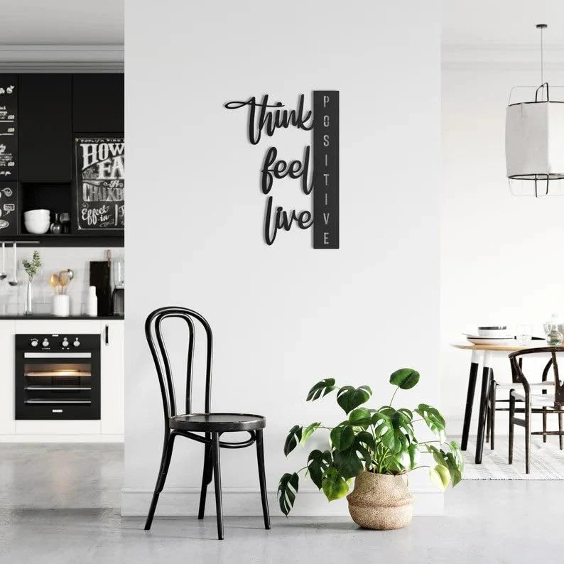 7 Decore Positivity Pulse Wood Wall Decor | Ideal For Living Room, Bedroom, Kitchen, Office, Hotel - Easy To Clean, Water Splash