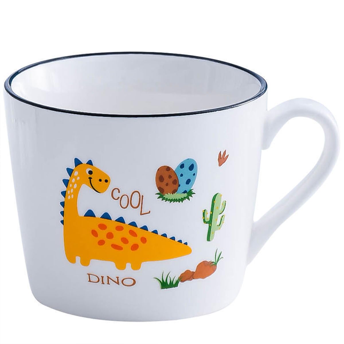 Spooky Dinosaur Ceramic Mug for Kids  350ml Cartoon Animal Water Cup for Milk, Juice, or Breakfast  Mug for Children  Perfect