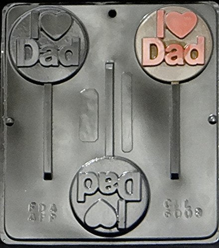 'I (Heart) Dad'' Lollipop Chocolate Candy Mold Fathers Day 6008
