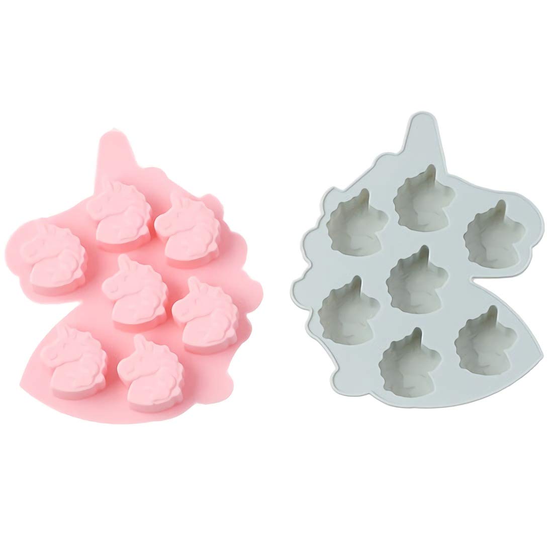 Moldfun 2-Pack Unicorn Head Silicone Molds Set For Making Small Soap Chocolate Candy Gummy Baking Cake Jello Jelly Wax Crayon Me