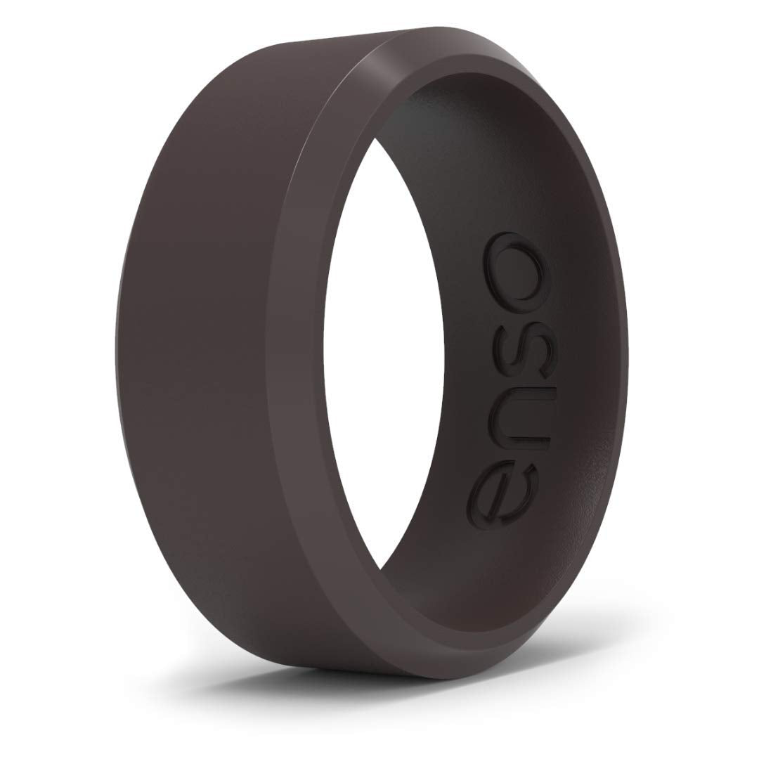 Enso Rings Bevel Classic Silicone Wedding Ring - Hypoallergenic Unisex Wedding Band - Comfortable Band For Active Lifestyle - 8M