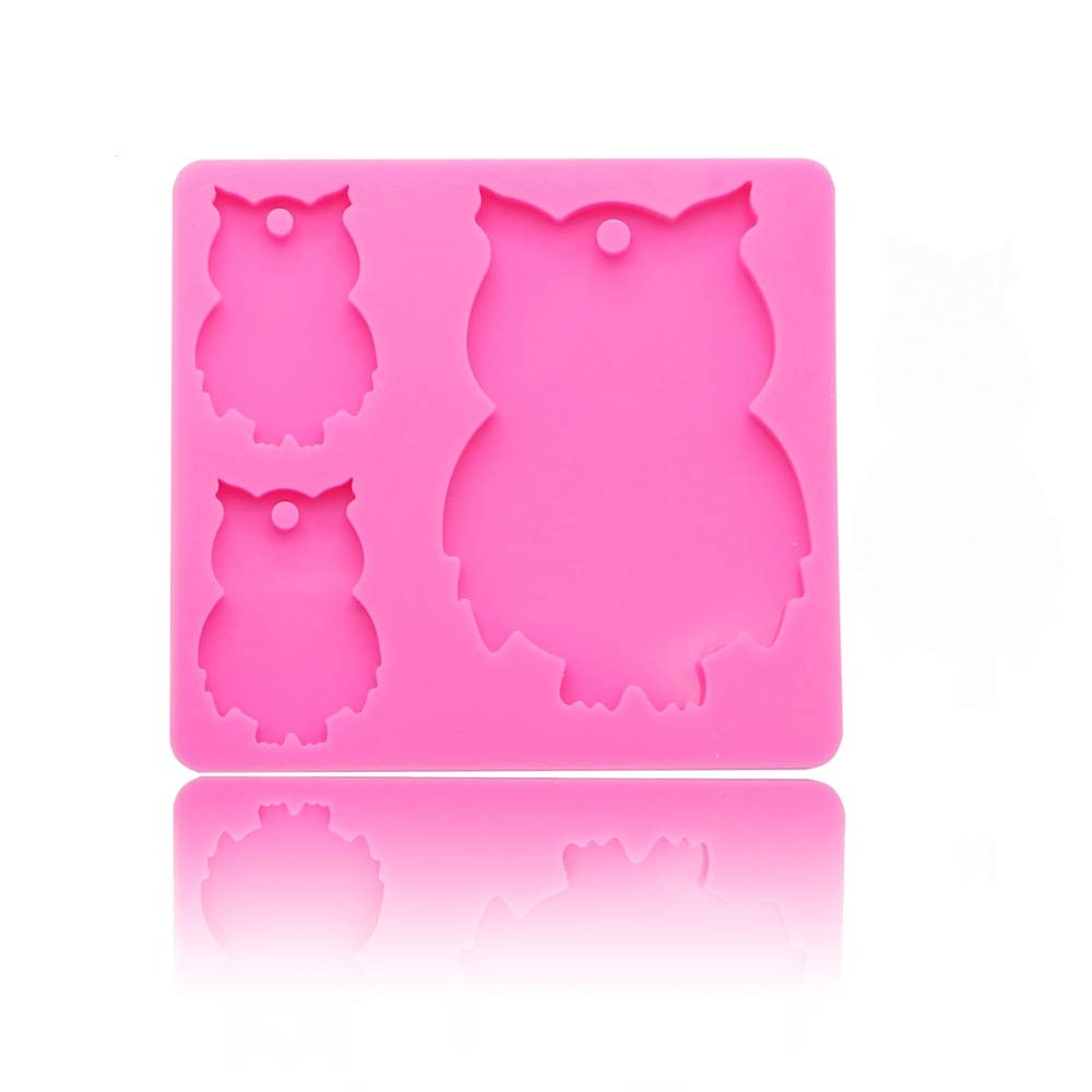 Cute Animal Bird Owl Family Keychain Pendant Silicone Mold With Hole For Diy Candy Soap Mould Crystal Desserts Cupcake Cake Topp