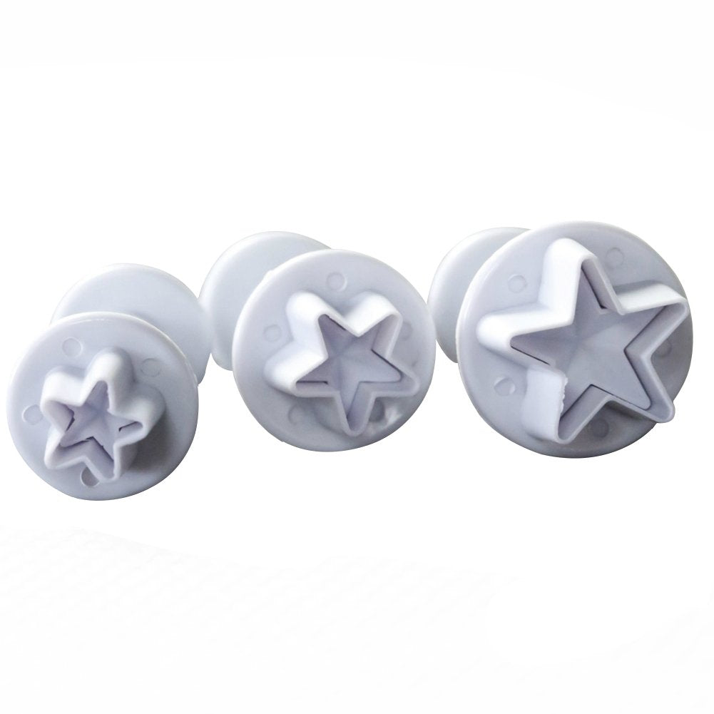 Star Small Fondant Plunger Cutter Set Cake Cookies Decorating Tool Mold-Tiny 3 Pieces(Mini)
