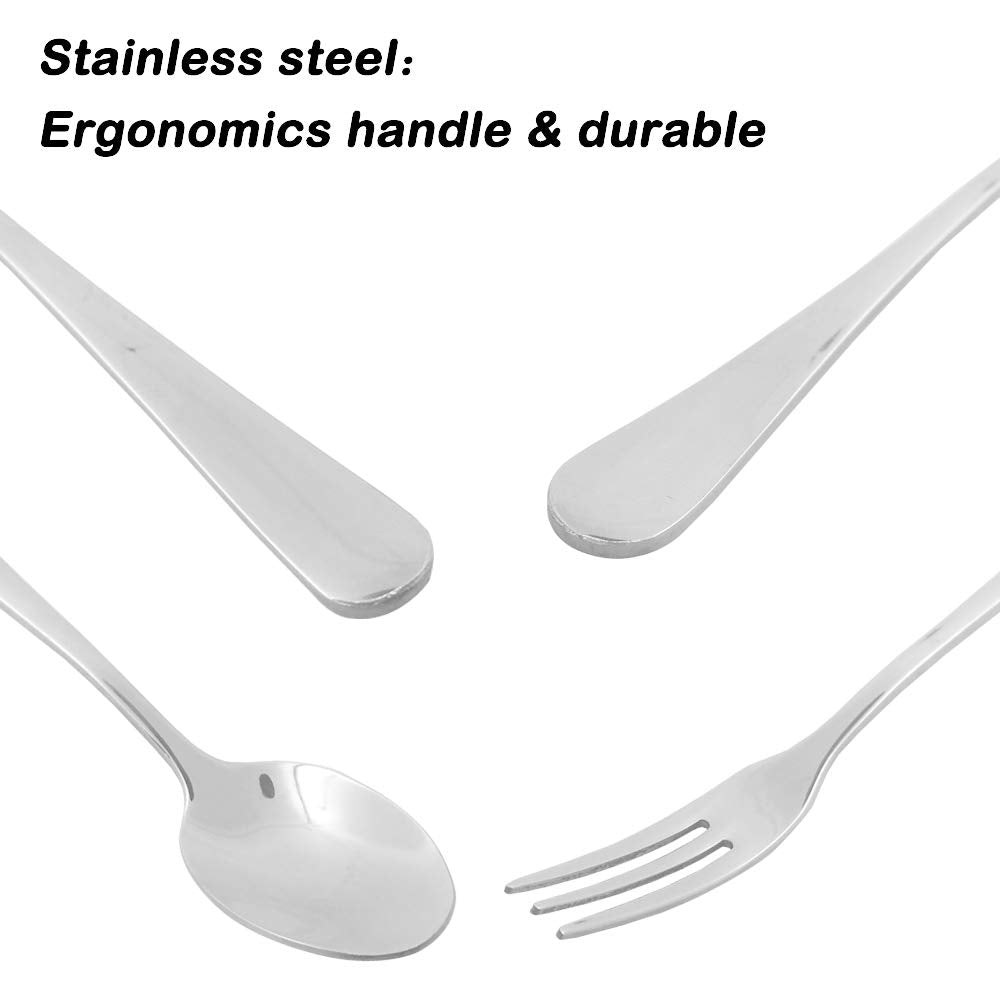 Set Of 16 Demitasse Espresso Spoon (4 Inch) And Stainless Steel Forks (4.8 Inch), Dakuan Mini Coffee Spoons & Cake Forks For Des