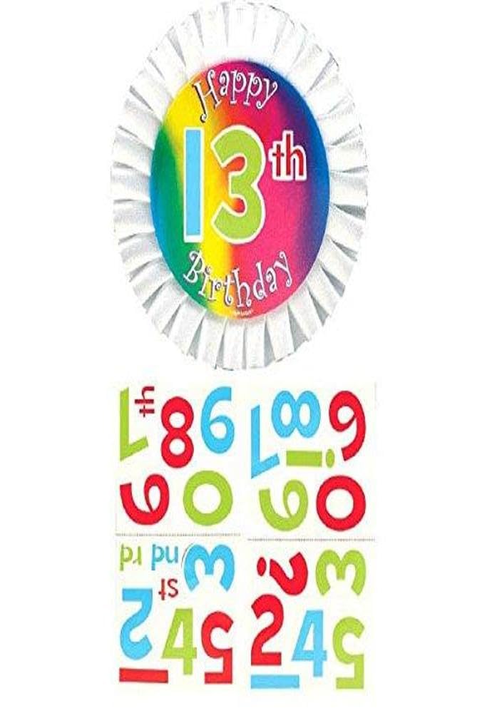 Amscan 396587 Customized Happy Birthday Button 1 Pack Multi Color Collection