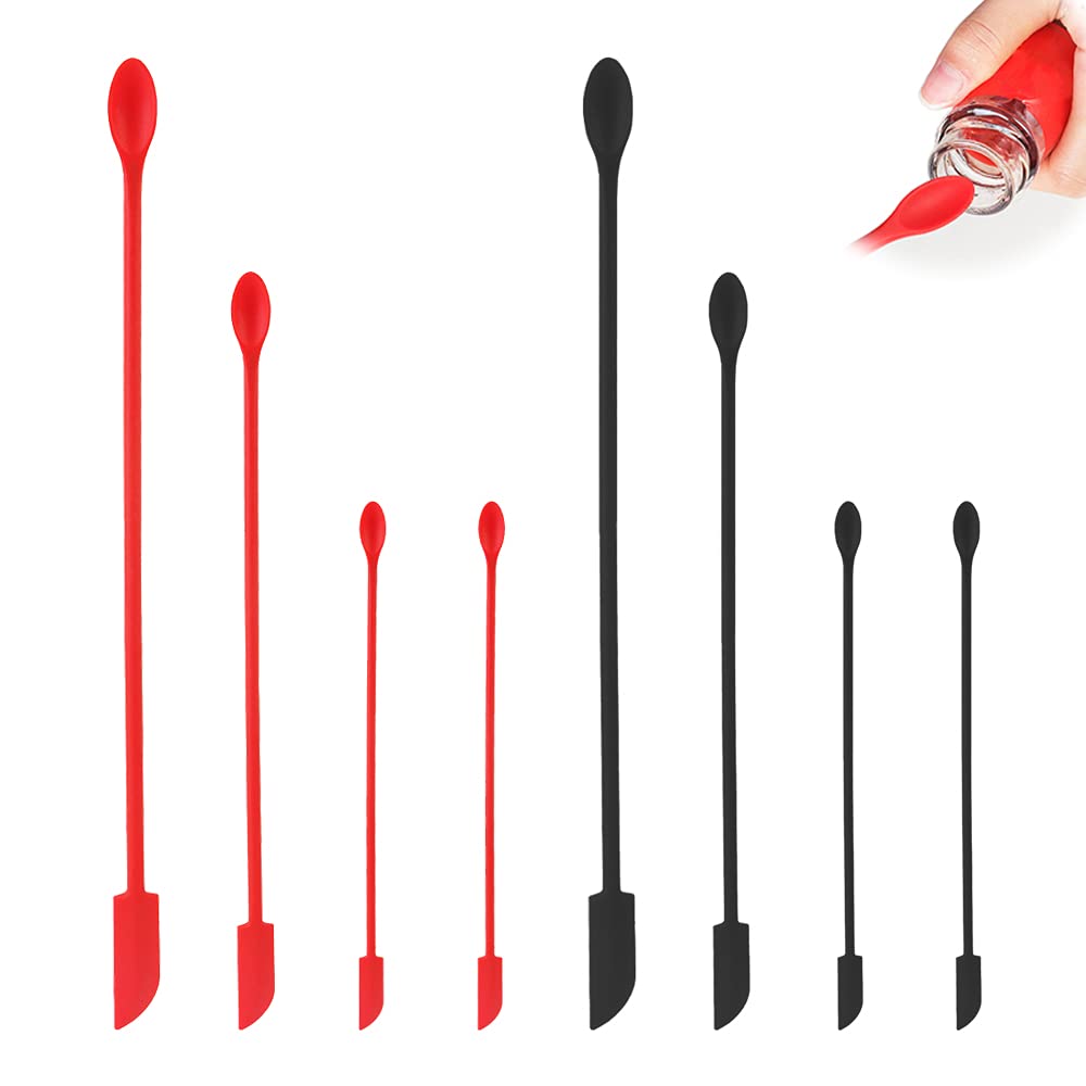 8 Pcs Mini Spatulas Makeup Scraper, Silicone Mini Spatula For Cosmetics, Reusable Small Thin Jar Scraper For Getting Lotion Out,