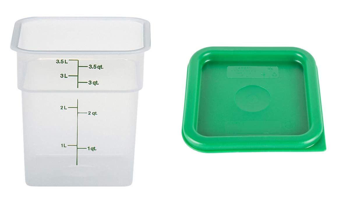 Cambro 4Sfspp190 4 Qt. Translucent Container With Sfc2452 Kelly Green Lid, 4Quart