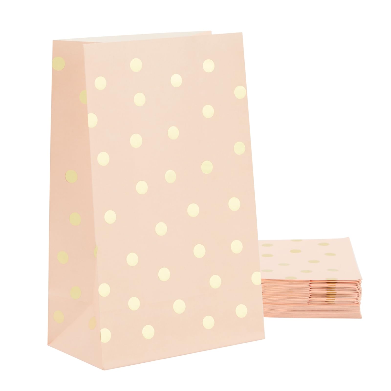 Blue Panda 24 Pack Gold Foil And Pink Paper Bags For Kids Birthday, Girls Baby Shower, Wedding Themed Party Favors (5.5 X 8.6 X