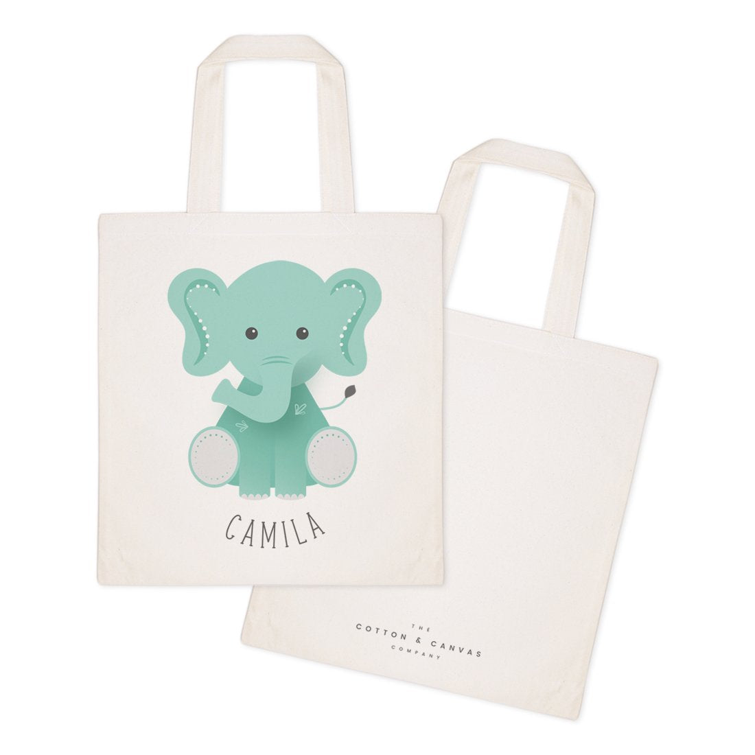 The Cotton & Canvas Co. Personalized Elephant Beach, Shopping And Travel Resusable Shoulder Tote And Handbag For Kids, Teens And