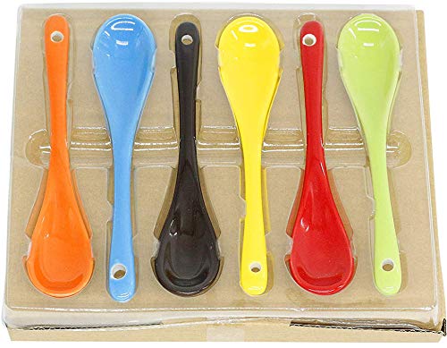 Mecai Porcelain Egg Spoons Set of 6 - 5 Inch Multicolor Coffee Spoons