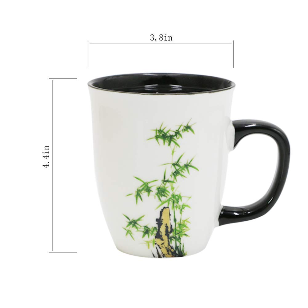 Asmwo Funny Ceramic Magic Heat Color Changing Coffee Mug with Bamboo Printing for Women Personalized White Green Tea Cup Large Mugs for Mom Girl  Grandma and man 16 oz