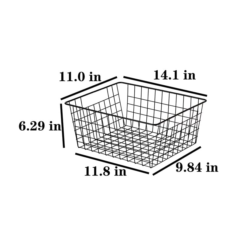 Aeggplant Kitchen Wire Baskets Farmhouse Decor Metal Food Storage Organizer,Household Refrigerator Bin With Built-In Handles For