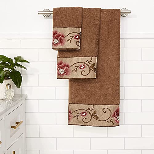 Zahari Home Larrisa Floral Bathroom Towel Set 3 Piece Towel Bath Towel, Hand Towel And Wash Towel Modern Classic Contemporary De