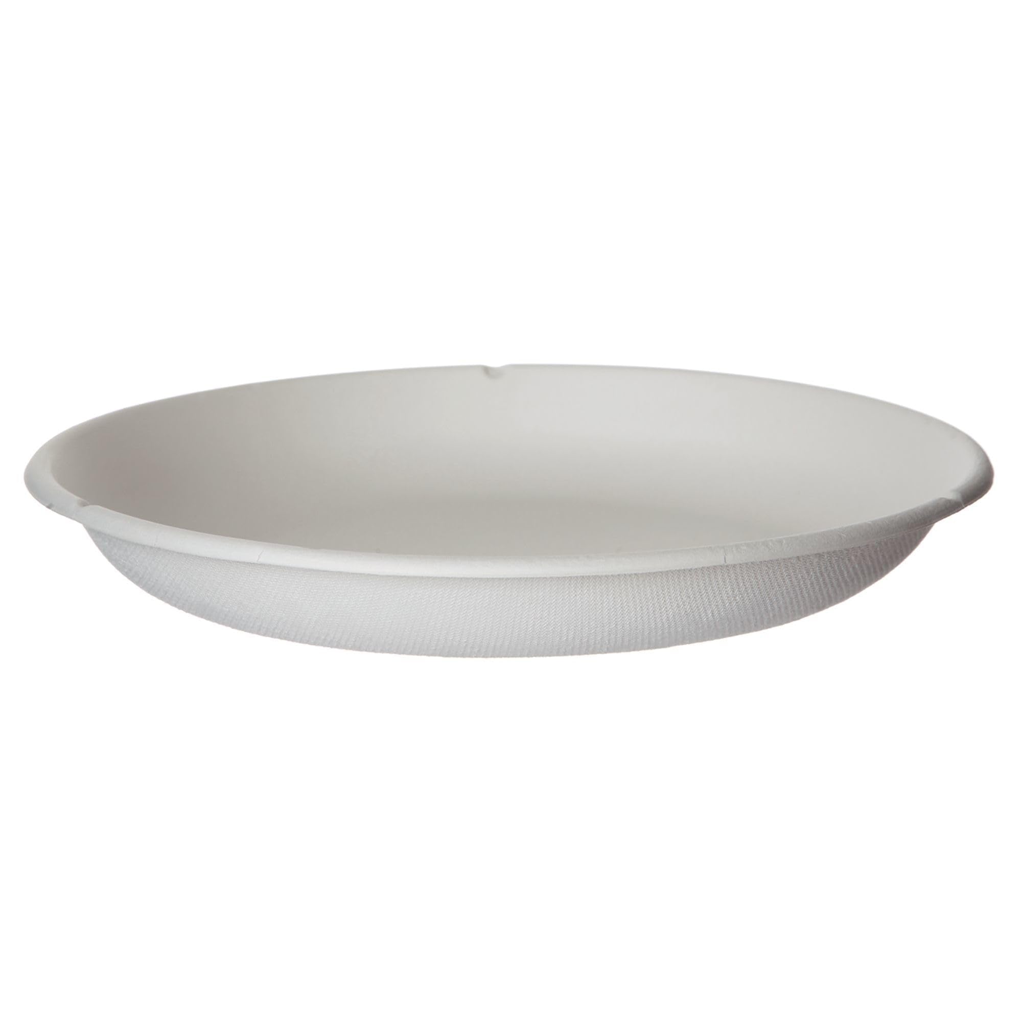 Eco Products Compostable 9'' Shallow Bowls Plates, Case Of 400, Disposable White Molded Fiber, Round, Tree-Free, Stronger Than P
