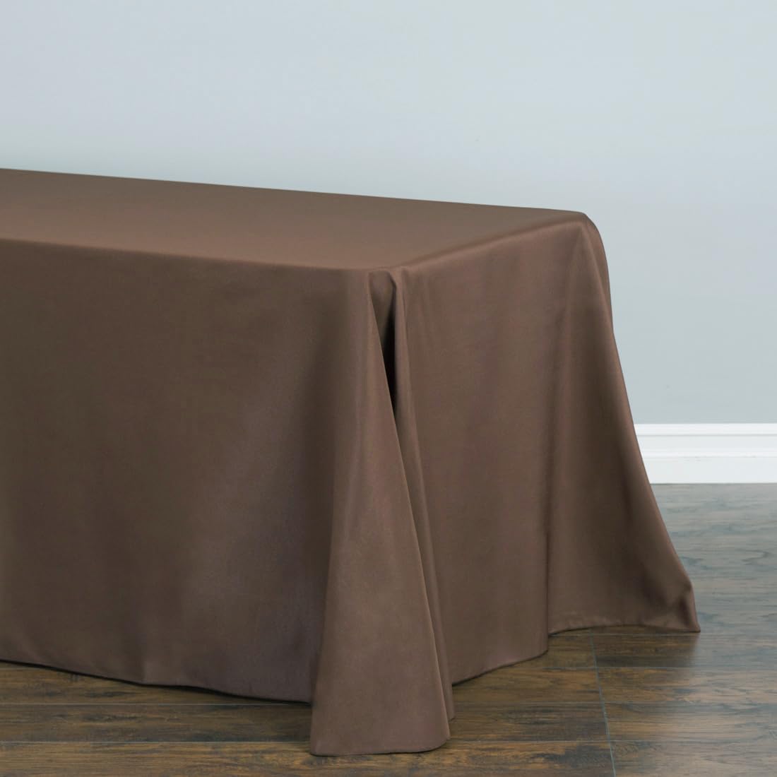Ltc Linens Bulk 10-Pack Rectangular Tablecloths 90 In X 156 In With Rounded Corners - Chocolate Table Covers For 8 Ft Table Floo