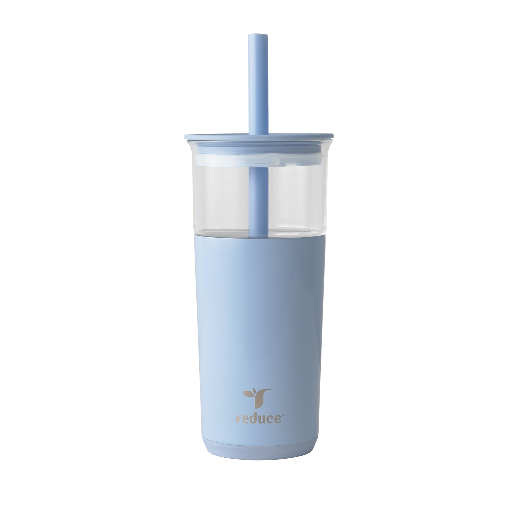 REDUCE Aspen 20 oz Vacuum Insulated Glass Tumbler with Lid & Extra Wide Straw - Keeps Drinks Cold for 12 Hrs - Ideal for Iced Co