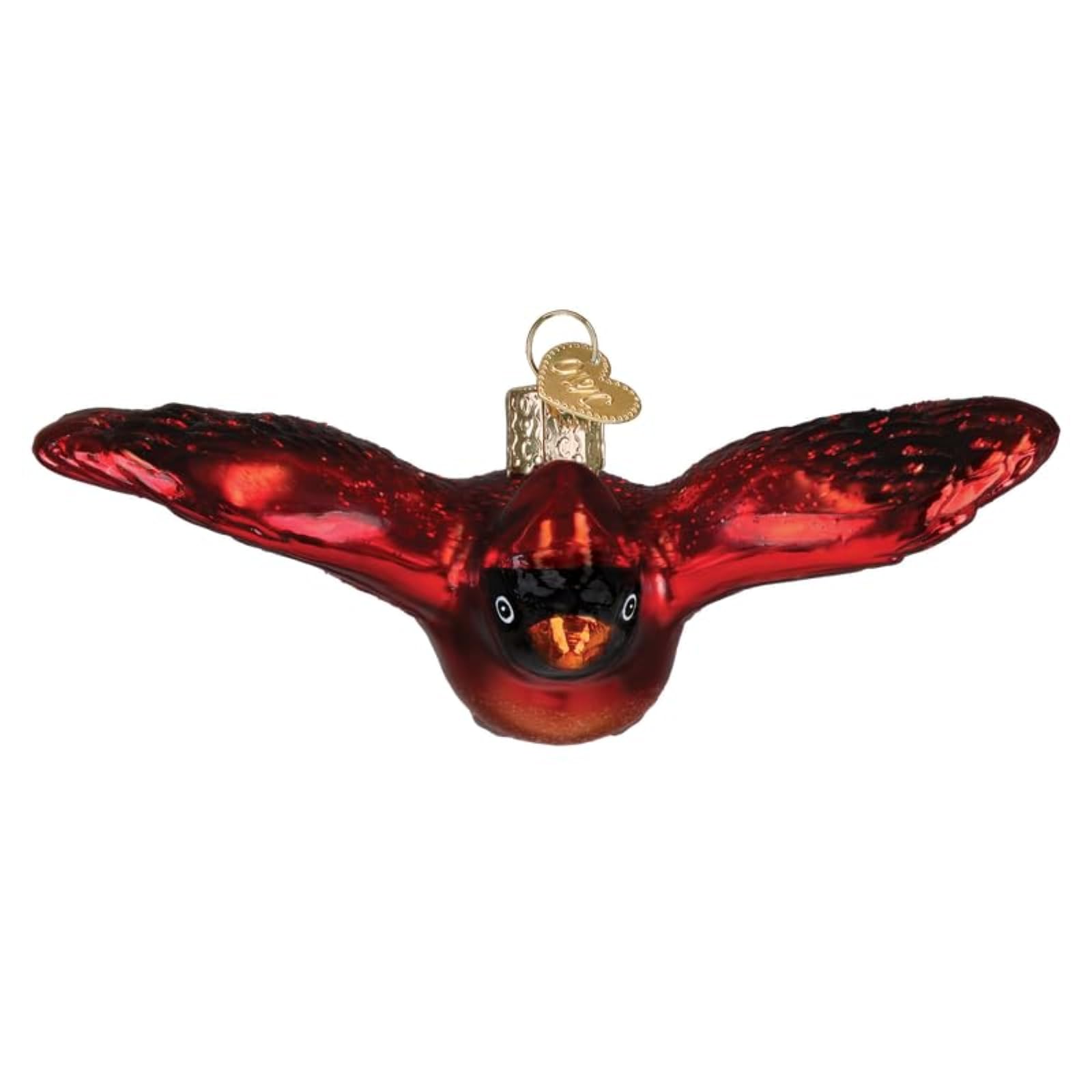 Old World Christmas Cardinal in Flight Glass Blown Ornament for Christmas Tree, Handcrafted Holiday Decoration, Bird Watcher Col