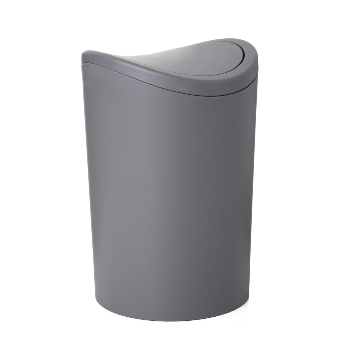 Superio Mini Bathroom Trash Can With Lid, Modern Grey Mini Waste Bin With Swing Lid (1 1/2 Gallon, 6 Liter) Plastic Garbage Can