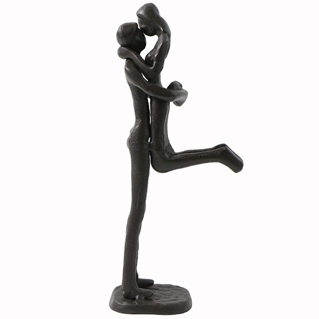 Passionate Kiss Sculpture Art Iron Statue Romantic Metal Ornament Couple Figurine Home and Office Decor (A2 Kiss)