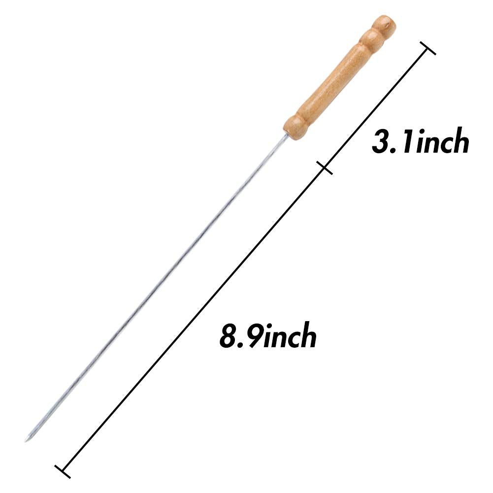 Haksen 12 Pcs Barbecue Skewers With Wood Handle Marshmallow Roasting Sticks Meat Hot Dog Fork Best For Bbq Camping Cookware Camp
