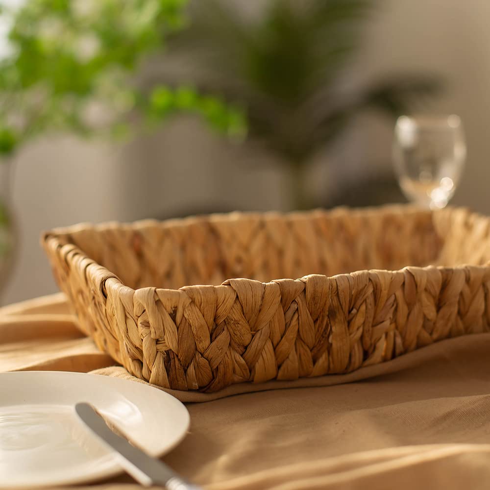 Fruit Tray, Grass Weaving Storage Bins For Fruit Or Tea,Arts And Crafts. (Rectanglec-1Pc)