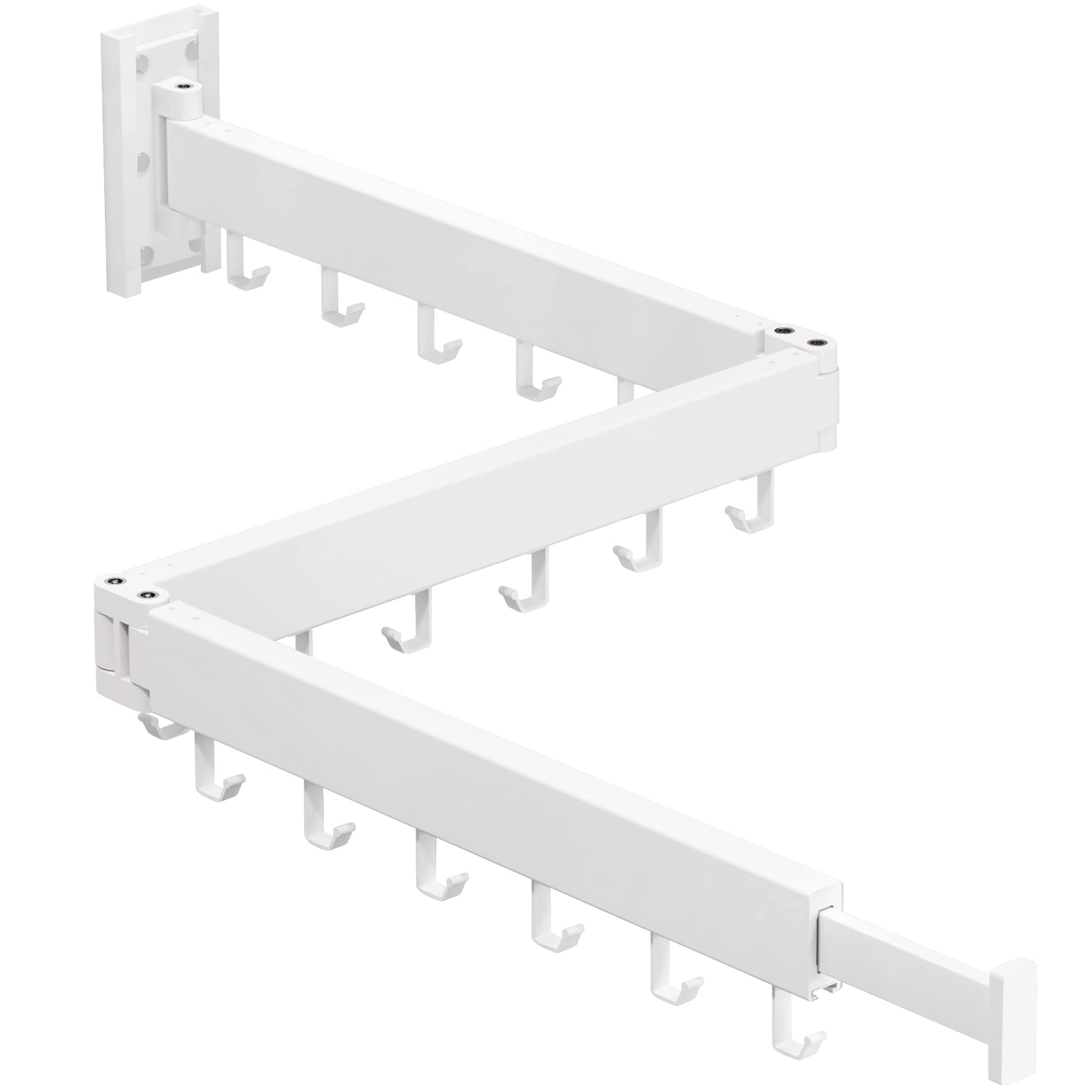 BOQORAD Wall Mounted Clothes Hanger Rack  Clothes Drying Rack Laundry Drying Rack Collapsible Clothes Rack Wall Mount  Retractable Drying Rack Clothing Space-Saver Clothes Dryer Rack White Color