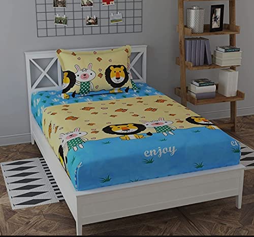 Engunias Prime Collection 220Tc 1 Single Bedsheet With 1 Free Pillow Covers SoftTouch Glace Cotton Skin Friendly 230X230Cm Sing
