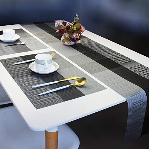 Pigchcy Elegant Placemats With Matching Table Runner,Washable Durable Plastic Placemats For Dining Table Sets(6Pcs Placemats+1Pc