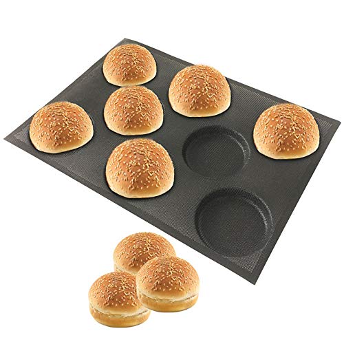 Hamburger Bun Pan For Baking, Mesh Silicone Hamburger Bun Mold, 8 Cavities Silicone Loaf Pan, Silicone Hamburger Bread Forms Per