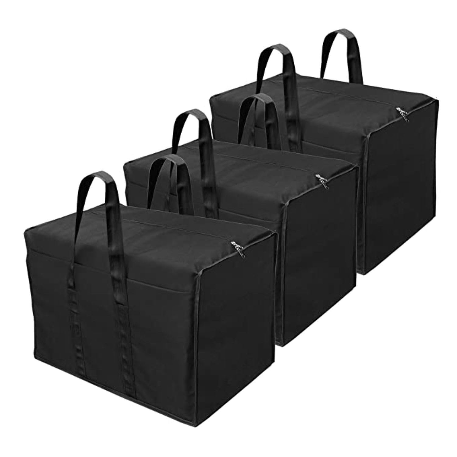 Mteaser Non Woven Storage Bag With Zipper, Black, 59X40.5X36.8 Cm, Foldable With Durable Handle, 85 L, For Blankets, Clothes And