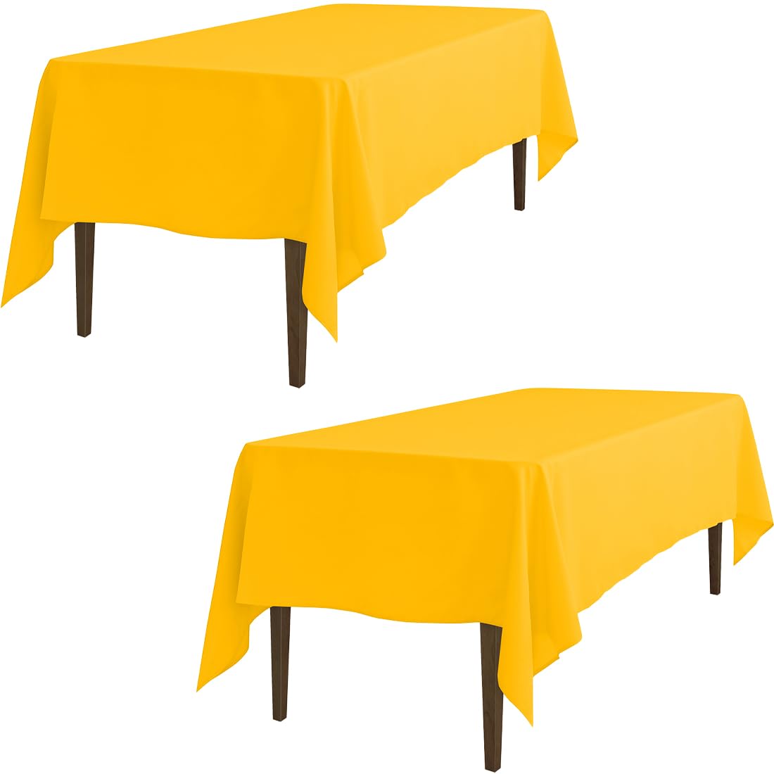 Ltc Linens 2 Pack Rectangle Tablecloths Gold 60 X 126 Inch For 8 Ft Rectangular Banquet Tables With Half-Drop - Stain And Wrinkl