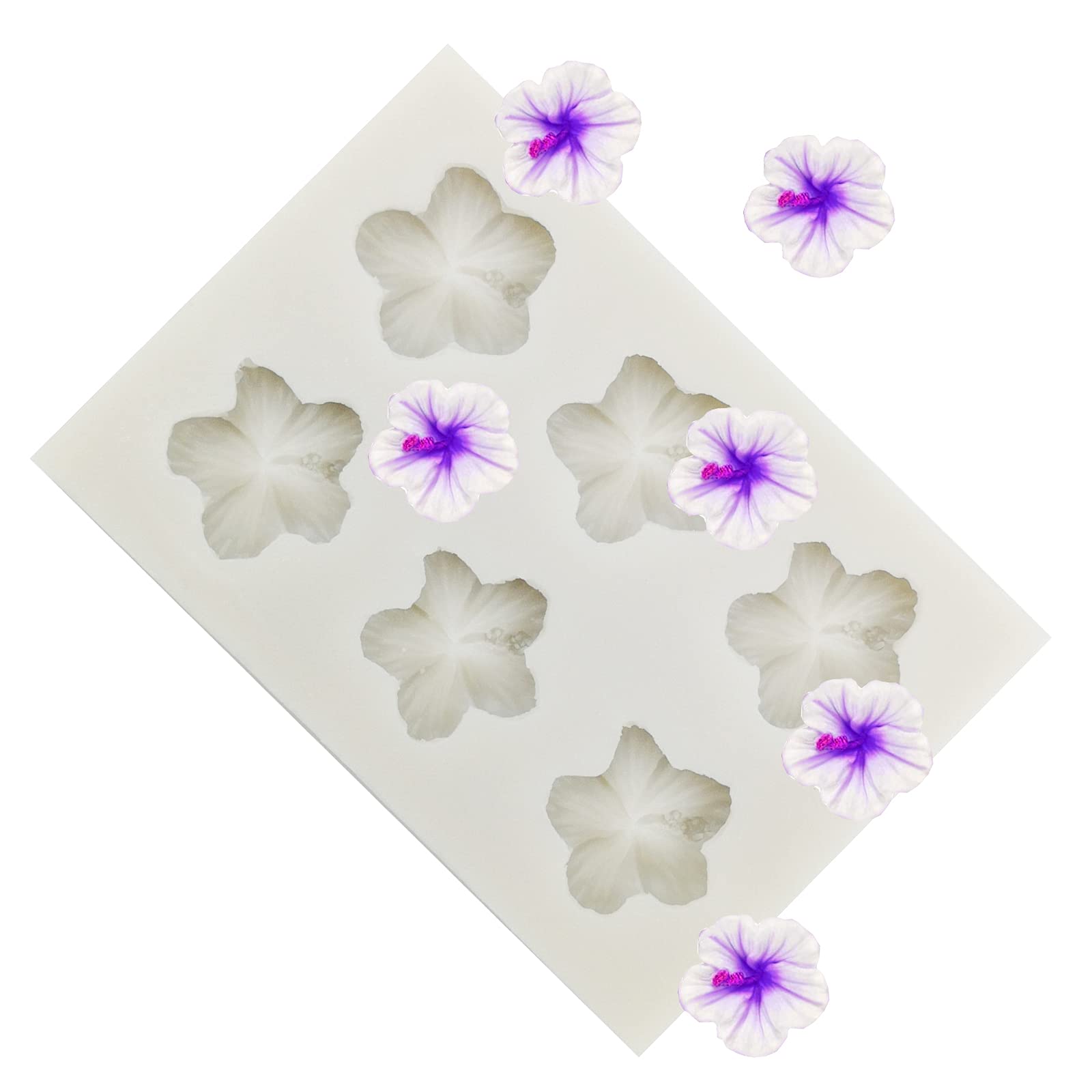Flower Silicone Mold, Hibiscus Flower Fondant Molds For Diy Chocolate Candy Desserts Pudding Gum Paste Cupcake Cake Topper Decor