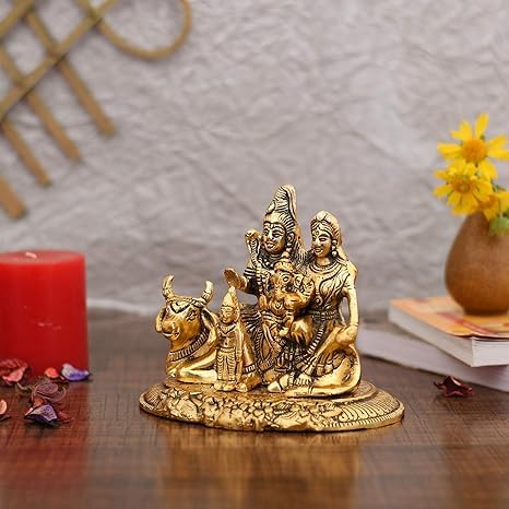 Achleshwar Handcrafted Shiva Parvati Ganesh Idol Shiv Parivar Murti Statue Sculpture - Lord Shiva Idols Family Sitting On Nandi