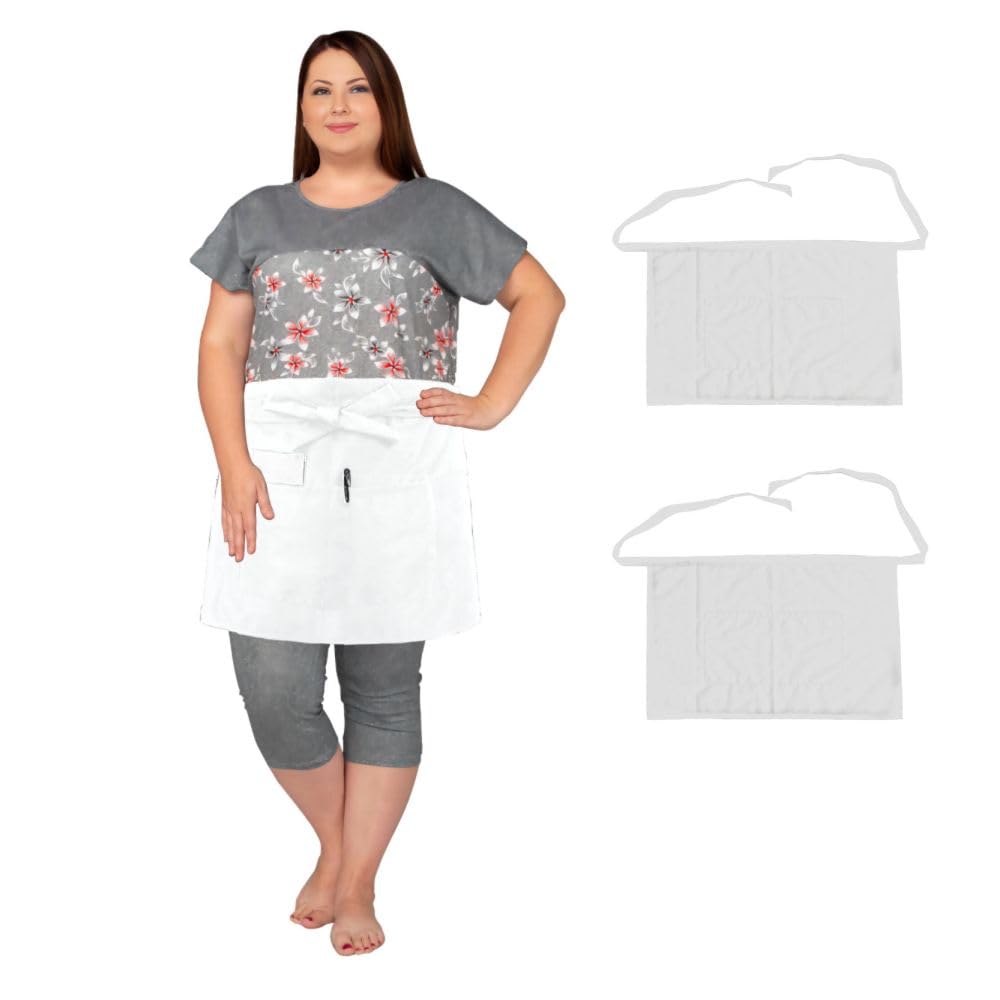 King Mills Unisex Waist/Half Bistro Server Aprons w. Pockets. Plus Size Apron XL XXL or Waist W40+, Extra Large and Long also Fi