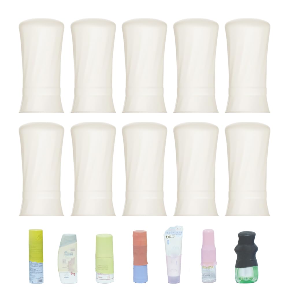Nelshp Travel Bottle Covers,10 Pack Silicone Travel Size Container Sleeves,Stretching Travel Accessories For Shampoo Lotion Cond