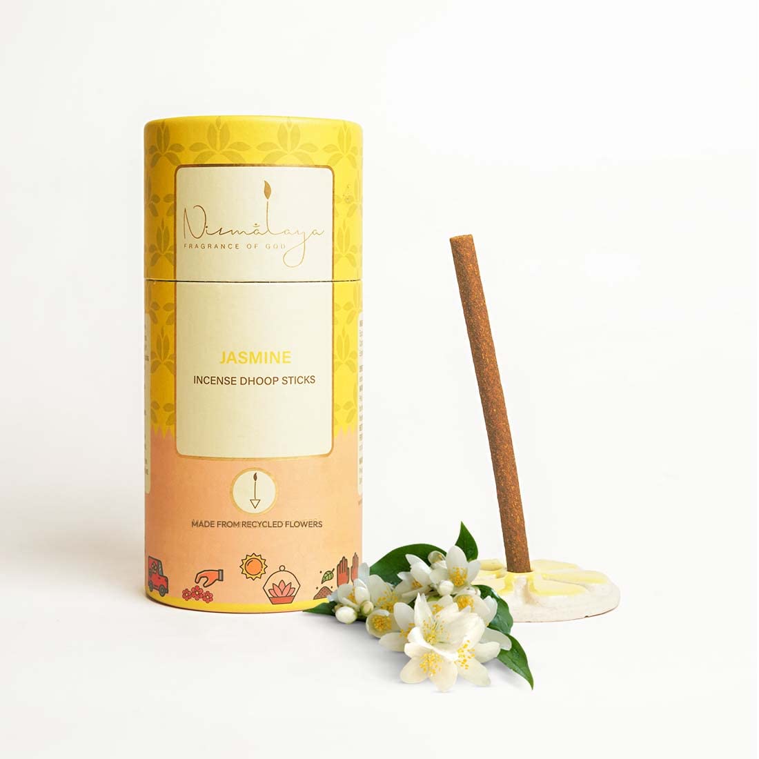 Nirmalaya 100% Natural Jasmine Dhoop Sticks for Pooja 40 Sticks | Bamboo Less Dhoop Sticks for Home/Office | Dhup for Puja with 
