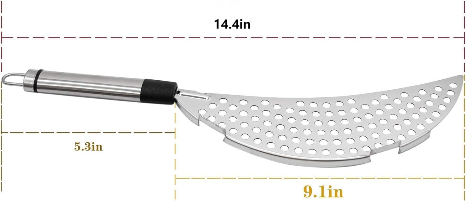 Auear, Grease Handheld Stainless Steel Pasta Strainer Insert Drainer For Different Pot Pan Kitchen Tools (1 Pack, Stainless Stee
