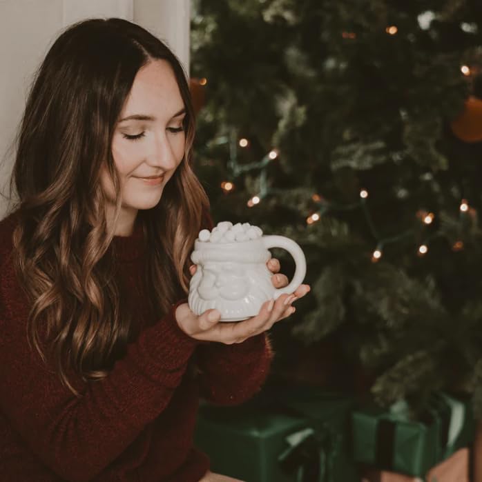 Sweet Water Decor Santa Face Mugs - 19oz Santa Hot and Cold Holiday Drinkware Gift - Ceramic Christmas Decoration Mug