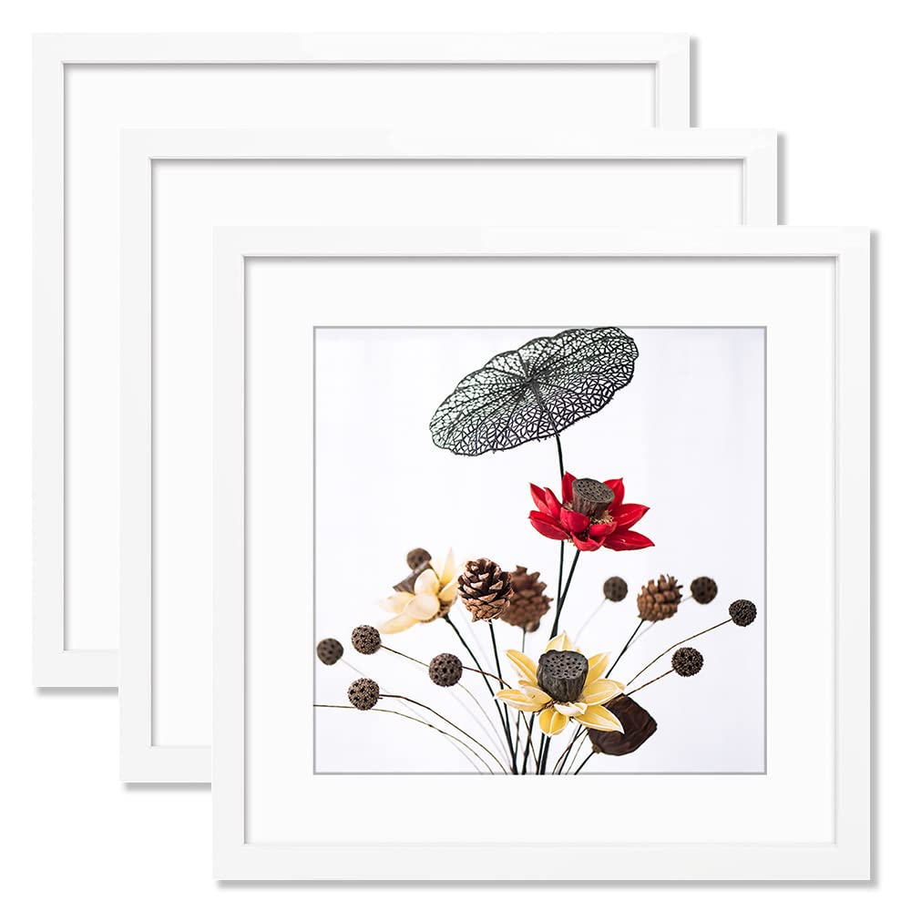 THREELOVE 18x18 Frame White, Display Picture 14x14 with mat or 18x18 Without mat, Photo Poster Picture Frame Wall Mounting Home 