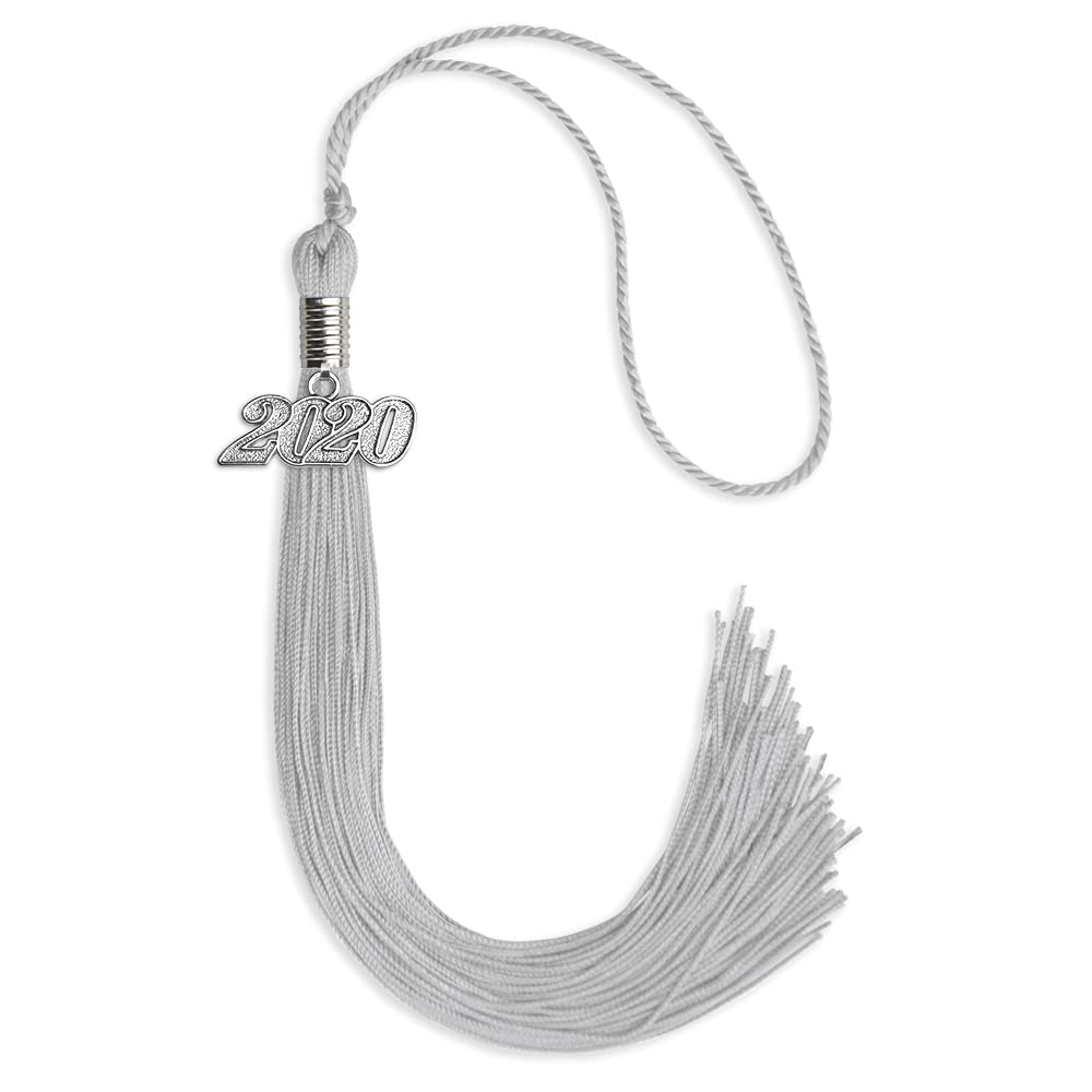 Endea Graduation Single Color Tassel with Silver Date Drop (Silver, 2020)
