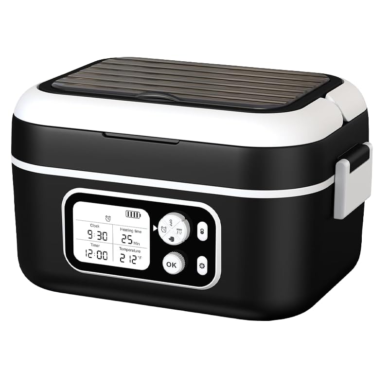 Electric Heated Lunch Box for Men, 6.3 Cup 100W Cordless Lunch Box Food Warmer with 24000mAh Battery for Self Heating, Including