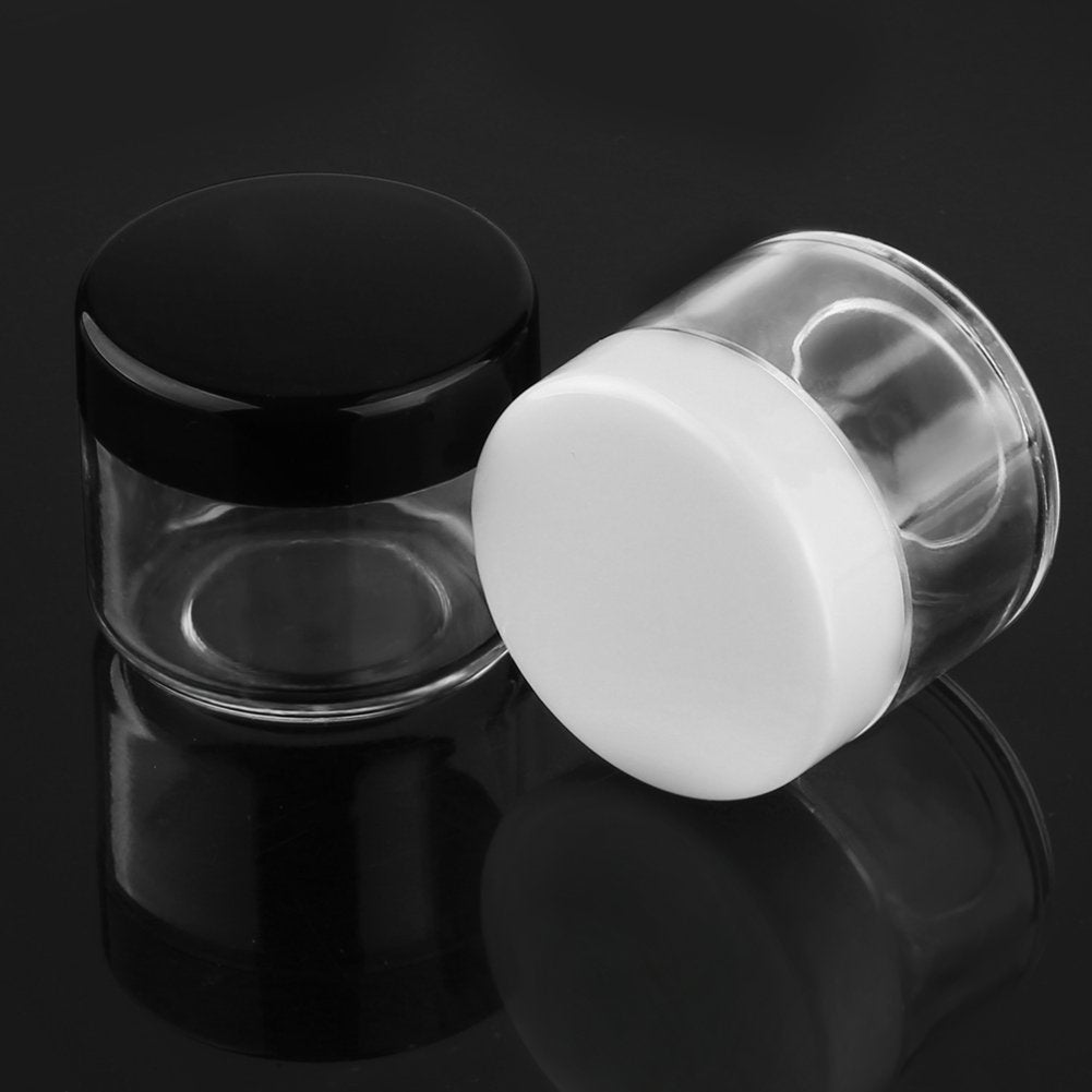 Accmor 10 Pieces Makeup Travel Containers with Lids 3/5/10/15/20 Gram Size Cosmetic Jars with 5 Pieces Mini Spatulas for Gift(Black Color)